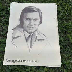 George Jones 1970s Record Store Display Country Music Poster Vintage